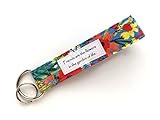 Keychain Wristlet - Organic Fabric Key Lanyard - Friends are the Flowers In Garden of Life