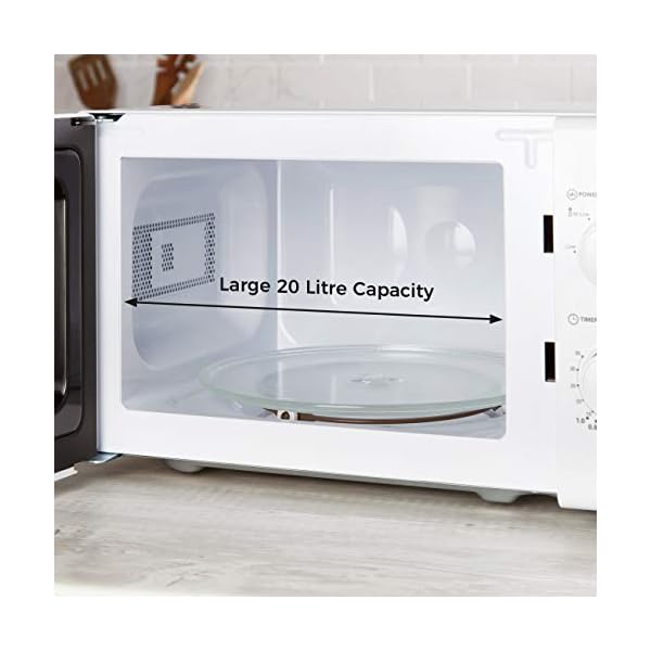 Tower T24034WHT 20 Litre 700W Manual Microwave with 5 Power Levels and a 35 Minute Timer, White