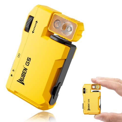 WUBEN G5 Mini LED Taschenlampe Schlüsselanhänger 400 Lumen mit RGB Licht, 6 Modi EDC Taschenlampe LED Aufladbar, Wasserdichte Flashlight Torch für Camping, Wandern, Outdoor, Angeln, Notfäll (Gelb)