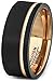 Duke Collections Mens Wedding Band 8mm Black Brushed Tungsten Ring Thin Side Rose Gold Groove Flat Edge Comfort Fit