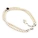 2 Strand Light Cream Imitation Pearl CZ Wedding Choker Necklace (With Ruby Red Coloured Central Stone)