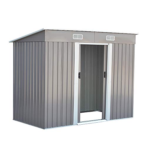 Abri de Jardin en Métal 5,1m³ Cabane à Outils Rangement (Gris)