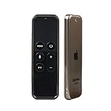 SIKAI Transparent Remote Case for Apple TV 4th Generation Remote Cover [Anti-Dust Plug] [Shockproof] Remote Sleeve for Apple TV 4th Gen Siri Remote Controller (TPU Black)