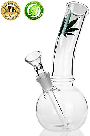 Love Apartments Upgrade Handmade Glass Crafts Pipe,8Inch Clearer Perfect Green Leaf Effect,with Big Water Perfect Green Leaf Elf