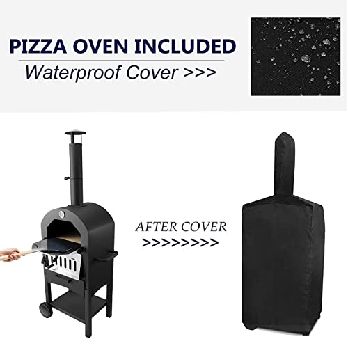 UMAX Outdoor Pizza Oven Wood Fire with Waterproof Cover, Freestanding