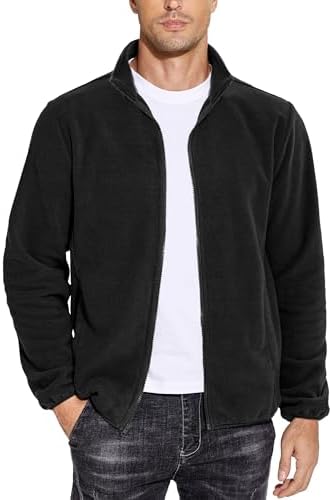 Lands' End Mens Thermacheck 100 Fleece Jacket Black Regular Medium