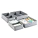 mDesign Fabric Drawer Organizer Bins, Kids/Baby Nursery Dresser, Closet, Shelf, Playroom Organization, Hold Clothes, Toys, Diapers, Bibs, Blankets, Lido Collection, Set of 2, 2 Pack, Gray