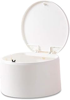 Tischmülleimer Tischabfalleimer mit Push Deckel, Mini Tisch Abfalleimer Kosmetikeimer Mülleimer, Wasserdicht Bad Abfalleimer für Küche Badezimmer Büro Schreibtisch Bett Geruchsdichter Klein 2.5L(Weiß)