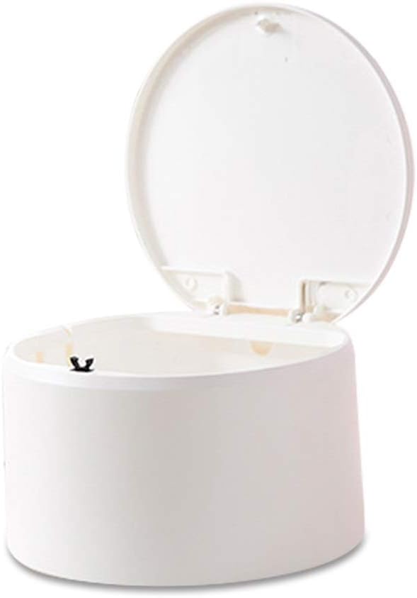 Tischmülleimer Tischabfalleimer mit Push Deckel, Mini Tisch Abfalleimer Kosmetikeimer Mülleimer, Wasserdicht Bad Abfalleimer für Küche Badezimmer Büro Schreibtisch Bett Geruchsdichter Klein 2.5L(Weiß)