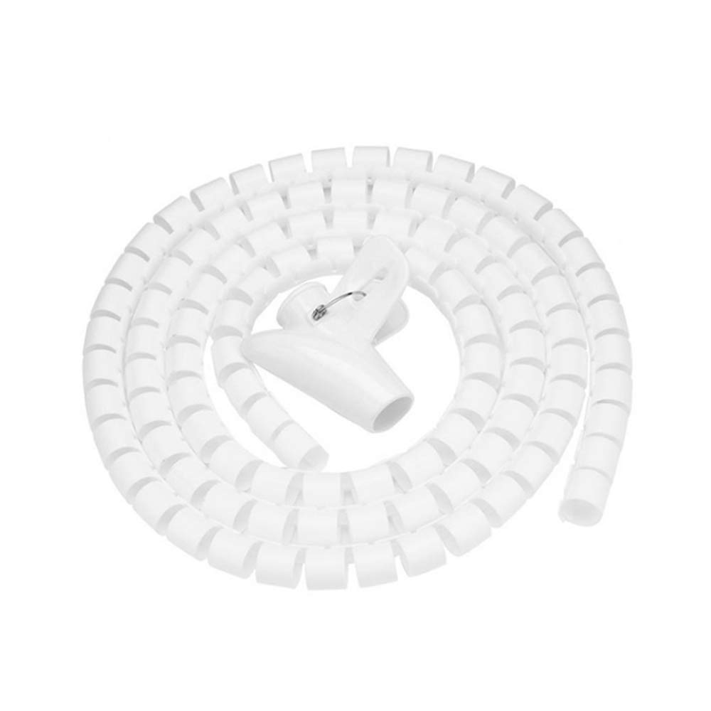 5M Spiral Wrap Cable Tube Cutable Flexible Cable Tidy Tube Cord Protector Cable Organizer for TV PC Wire Manage and Organize (10mm, White)