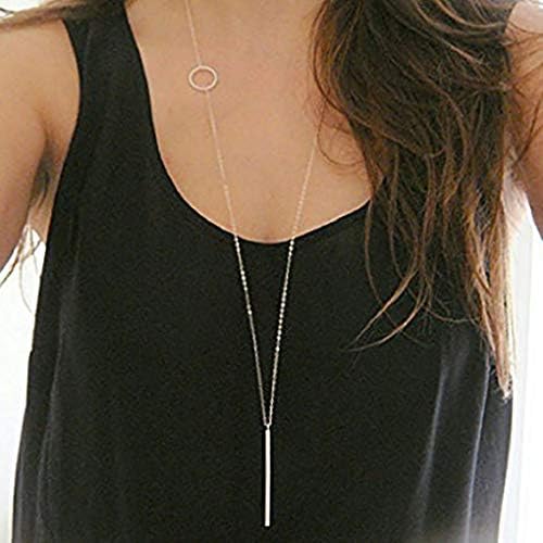 Leiothrix Pendant Necklaces Jewelry Fashion Bar Long Necklaces Chain For Women And Girls (Silver)