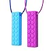 Rubber Chew Necklace 2 Pack (Purple and Blue with Colored Cords) Sensory Chew Necklace for Kids,Autistic, Adhd, Spd, Oral Motor Children, Boys, and Girls (2 pack)