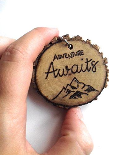 Adventure Awaits Luggage Tag Wood Keychain