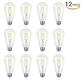 Antique LED Bulb, SHINE HAI 4W (40W Equivalent) ST64 Vintage Edison Light Bulb LED Lighting, 470 Lumen Daylight White 5000K E26 Base, Pack of 12