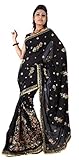 Black Women's Wedding Sequin Embroidered Saree Sari fabric - KK