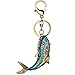 Bolbove Big Shark Keychain Sparkling Keyring Crystal Rhinestones Purse Pendant Handbag Charm (Light Blue)