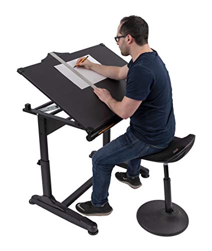 Stand Up Desk Store Height Adjustable Drawing and Drafting Table with 39.2"W x 27.5" D Surface, Black - Thumbnail 5