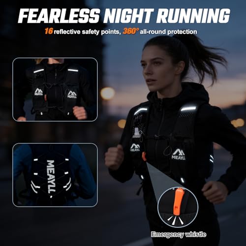 Running Vest Women & Men, Hydration Vest with 500ml TPU Water Bottle, Lightweight Comfortable Running Backpack, 7L Capacity Fits 2L Bladder for Trail Running Cycling Hiking Marathons