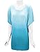 WT1052 Womens Round Neck Short Sleeve Dip-Dye Dolman Top XXL AQUA