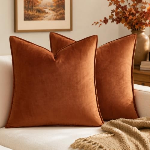 MIULEE Rust Velvet Throw Pillow Cover