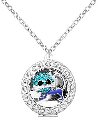 RUXIANG Crystal Cat Essential Oil Diffuser Aromatherapy Openable Round Box Locket Pendant Necklace Gift