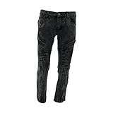 Trill Nation - Men's Moto Zip Pockets Jeans - Black