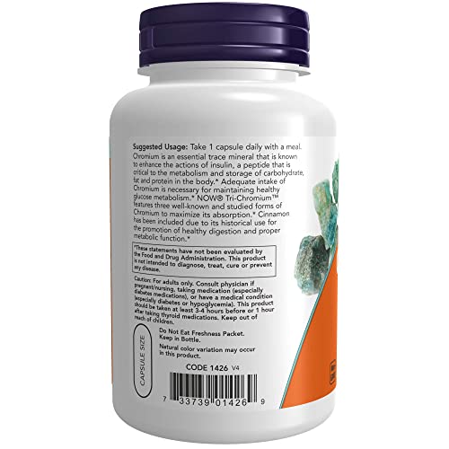 thumbnail image 2 of NOW Foods Tri-Chromium 500mcg With Cinnamon - 90 Veg Capsules For Glucose Metabolism* 2 of 9