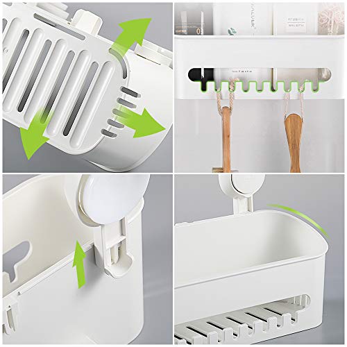 Teletrogy Suction Cup Shower Caddy No Damage Shower Wall Caddy for Shampoo Conditioner Plastic Bath Shelf Storage Organizer Rustproof Shower Caddy Basket for Kitchen & Bathroom Accessories White