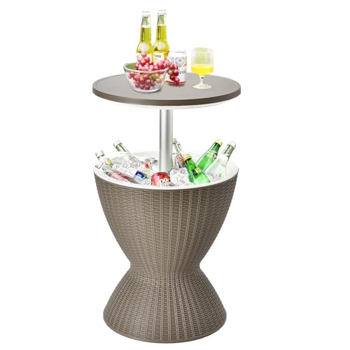 CHEFJOY Cool Bar Table with Ice Bucket, 8 Gallon Beer and Wine Cooler with Heig…
