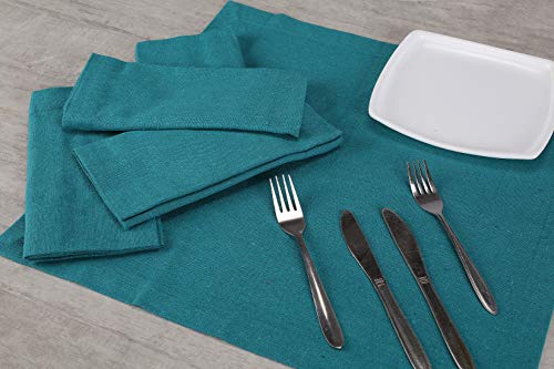 Cotton Dinner Napkins 12 Pack - 18x18 Inches - Teal, 100% Cotton Cloth Napkins, Tailored with Mitered Corners and a Generous 1" Hem, Soft and Comfortable - Ideal for Events and Regular Home Use