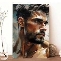 HMLZSJ Nude Muscle Male Torso Portrait Art Gay