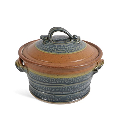 Click Here to See More Images Royce Yoder Pottery 1.5-Quart Covered Casserole Dish, Tan/Ash