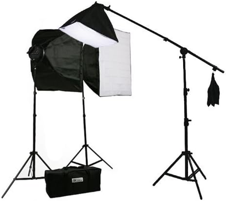 ePhoto 3800 Watt Digital Video Continuous Light 3 Softbox Boom Stand Hair Lighting Kit and Case by ePhotoInc H9060SB4