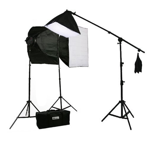 ePhoto 3800 Watt Digital Video Continuous Light 3 Softbox Boom Stand Hair Lighting Kit and Case by ePhotoInc H9060SB4