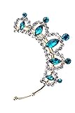 Unique Jewelry Gold-Tone Blue Crystal Art Deco Crown Ear Wrap Ear Cuff Earrings