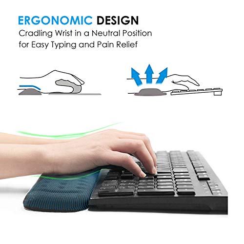 MROCO Ergonomic Wrist Rests Include Memory Foam Keyboard Wrist Rest Pad, Mouse Wrist Rest and Large Mouse Pad, Comfortable for Easy Typing and Pain Relief for Computer, Laptop, Office & Home, Black