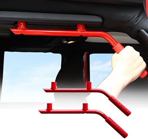 ICarszone Black Solid Steel Rear Grab Handle for 2007-2018 Jeep JK JKU Wrangler Unlimited Accessories 4 Door - 1 Pair