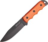 MTech USA MT-20-35OR Fixed Blade Knife, Black Drop Point Blade, Orange Plastic Handle, 8-Inch Overall