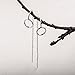 S.Leaf Threader Earrings Dangle Earrings Double Piercing Earrings Sterling Silver Thread Earrings for Women Heart/Butterfly/Circle Earrings (Circle_Silver)
