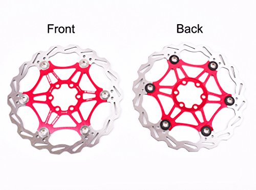 DEERU Stainless Steel Bicycle Brake Disc Rotor 180MM MTB Bike Rotor Mountain Cycling - Bolts Included (Red)