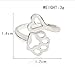 Pettstore Creative Women Silver Lucky Dog-paw Ring Adjustable - Hollow Print Love Heart Toe Ring Opening Pet Animal Fashion Jewelry Perfect for Girls (Silver)