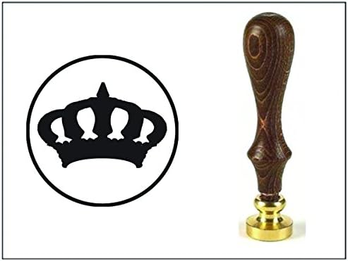Wax Seal Stamp with Brown Wood Handle and Round Die-Regal Crown