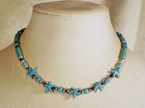 Cynthia Lynn "STAR FISHING" Turquoise Beaded Starfish Silver Necklace - Thumbnail 3