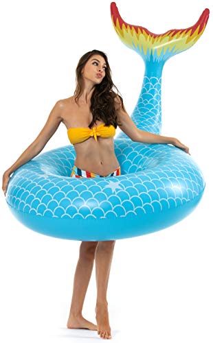 Vickea Giant Inflatable Mermaid Swmming Pool Floats for Adults (Blue) - Thumbnail 6
