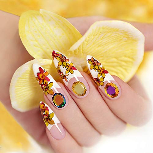 Motiloo 114Pcs Nail Glitter Sequins, Multi Shapes Glass Crystal AB Rhinestones For Nail Art Craft,Mix 12 Style 3D FlatBack Crystals Flat Back Stones Gems Set (Nail Drill C)