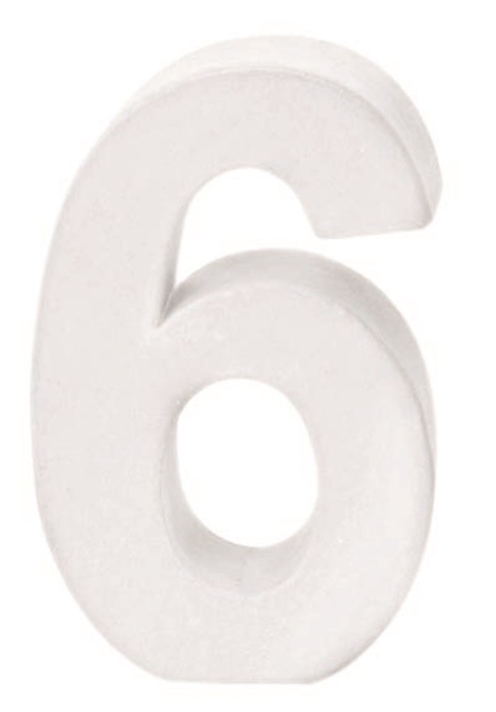 GLOREX Cardboard Number 6, FSC Mix, White, 10 x 7 x 3.5 cm