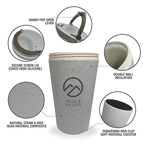 Hills & Valleys® Reusable Coffee Cups Eco Travel Mug with Lanyard