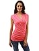 PattyBoutik Women Ruched V Neck Sleeveless Blouse (Coral Pink Large)