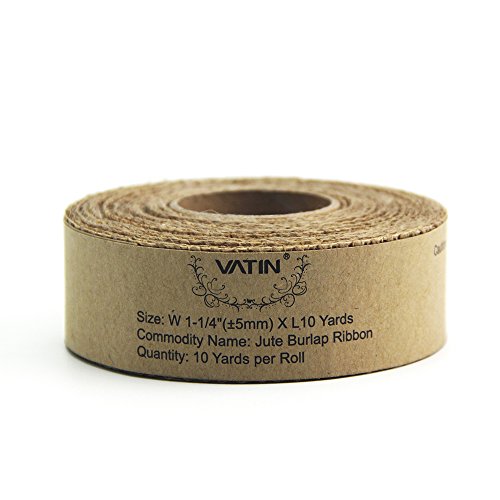 image for VATIN Natural Jute Burlap Ribbon Roll for For Bow Making, Wreaths, Flo