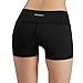ODODOS Power Flex Yoga Short Tummy Control Workout Running Athletic Non See-Through Yoga Shorts with Hidden Pocket,Black,Medium